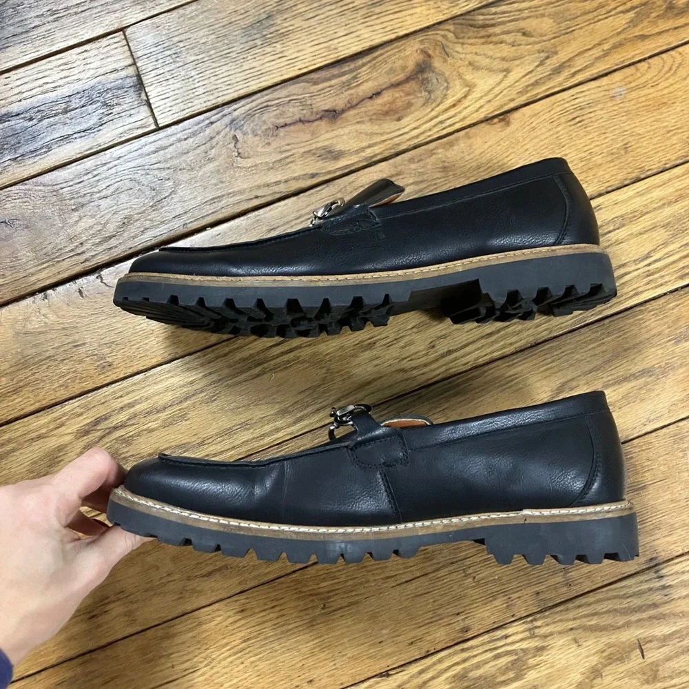 Madden Mens Black Leather Bit Loafer Lug Sole Dress‎ Shoes Size 11